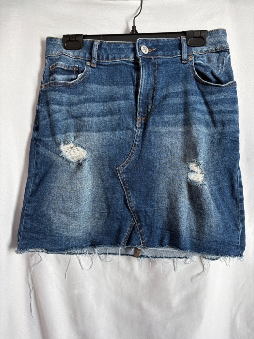 Maurices Blue Distressed Denim Mini Skirt